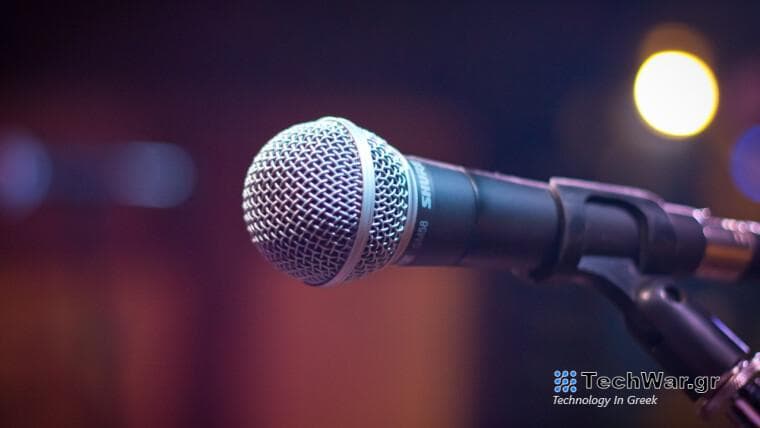 A microphone on a stand