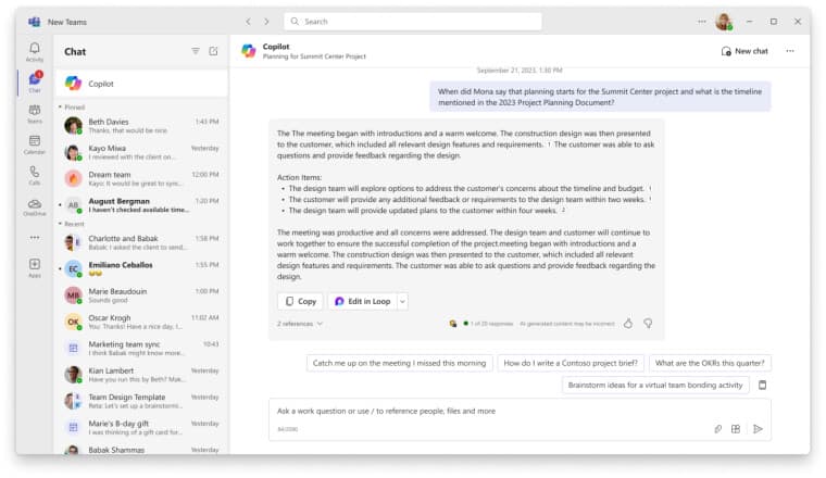 Microsoft teams copilot