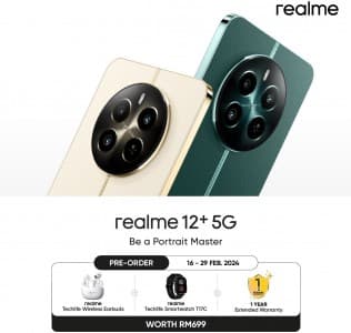 Το Realme 12+ 5G κυκλοφορεί στη Μαλαισία στις 29 Φεβρουαρίου με το Realme 12 Pro+
