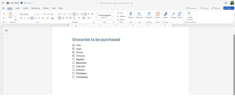 λίστα ελέγχου λέξεων