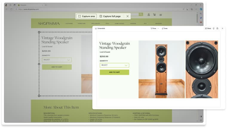 Στιγμιότυπο οθόνης του Microsoft edge
