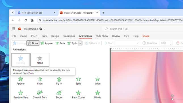 Δεν λαμβάνετε τόσες πολλές κινούμενες εικόνες PowerPoint στον Ιστό.