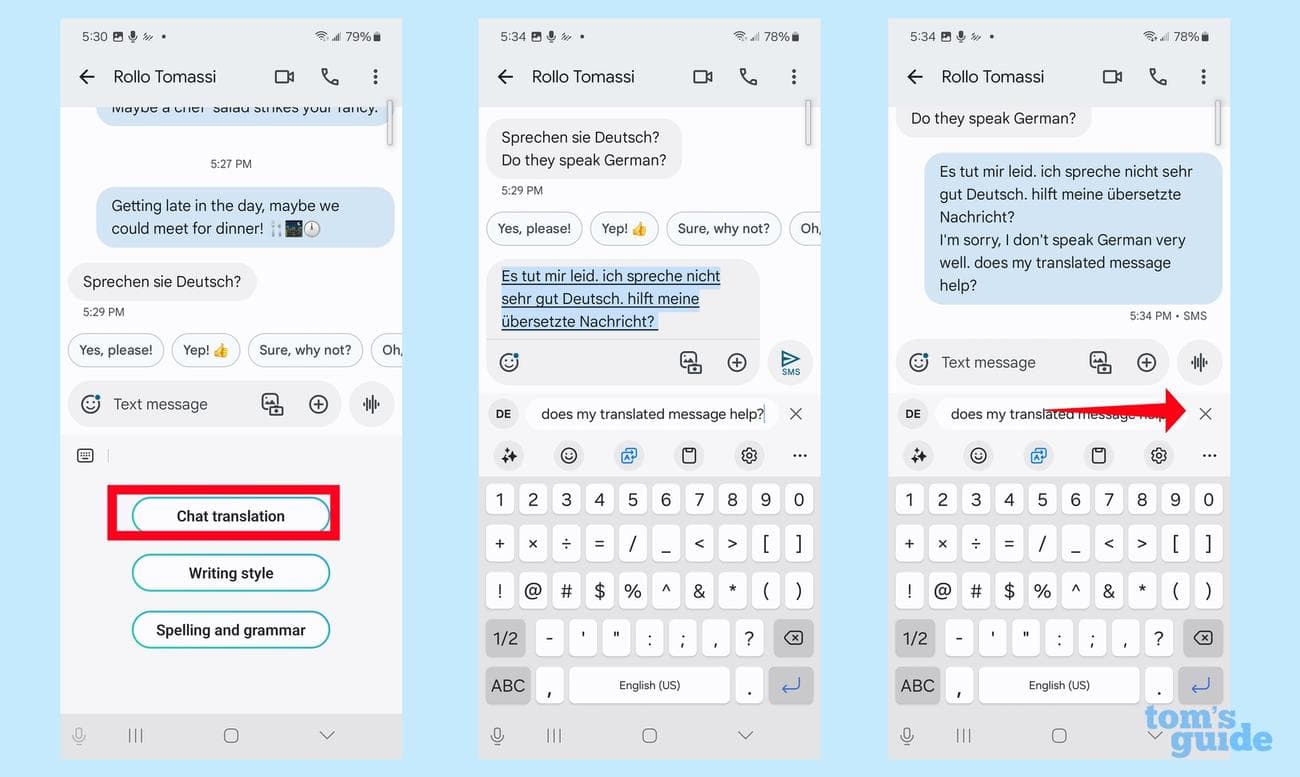 μετάφραση κειμένων με το Chat Assist