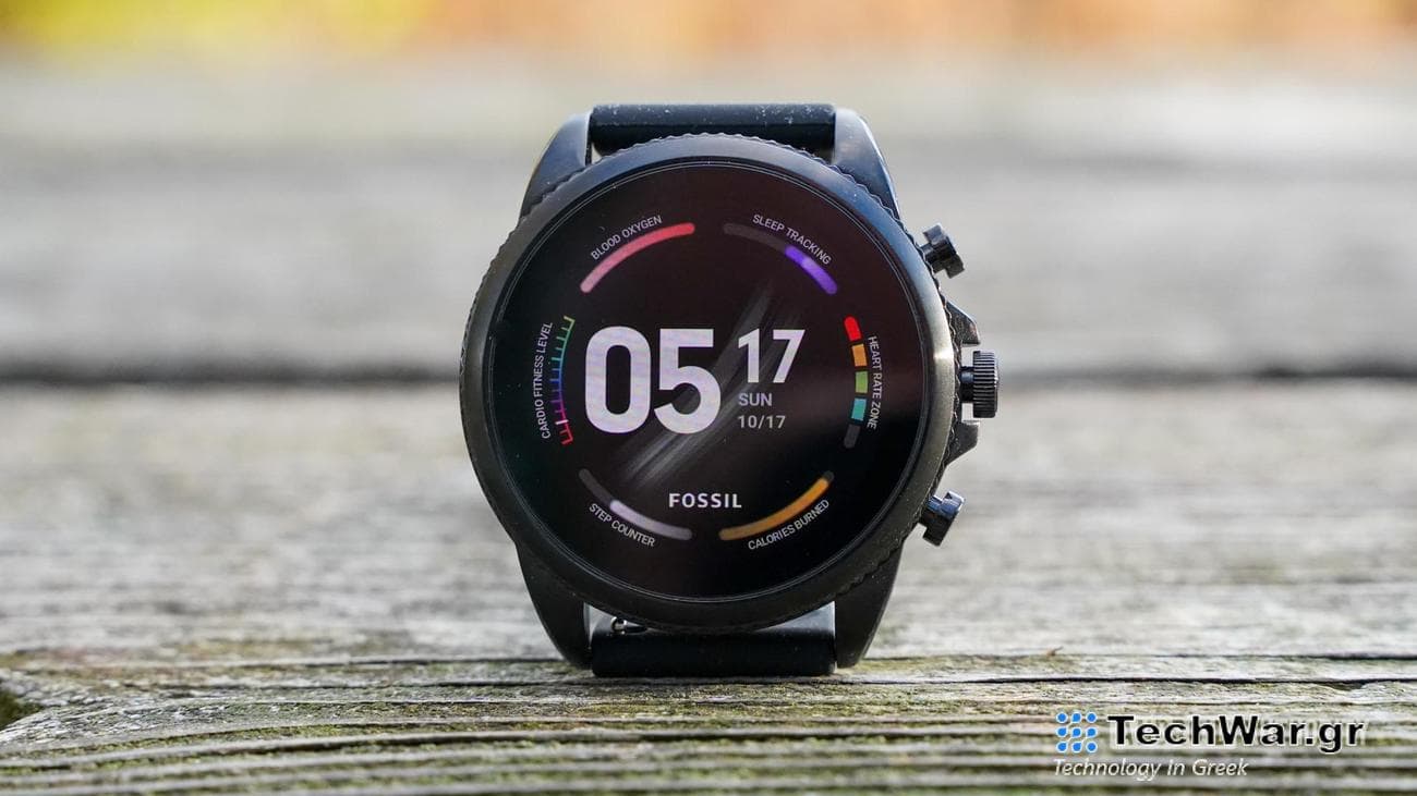 A Fossil Gen 6 is perched on a picnic table.