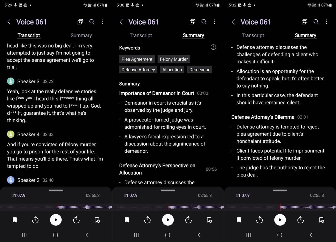 Galaxy S24 Ultra voice note transcript