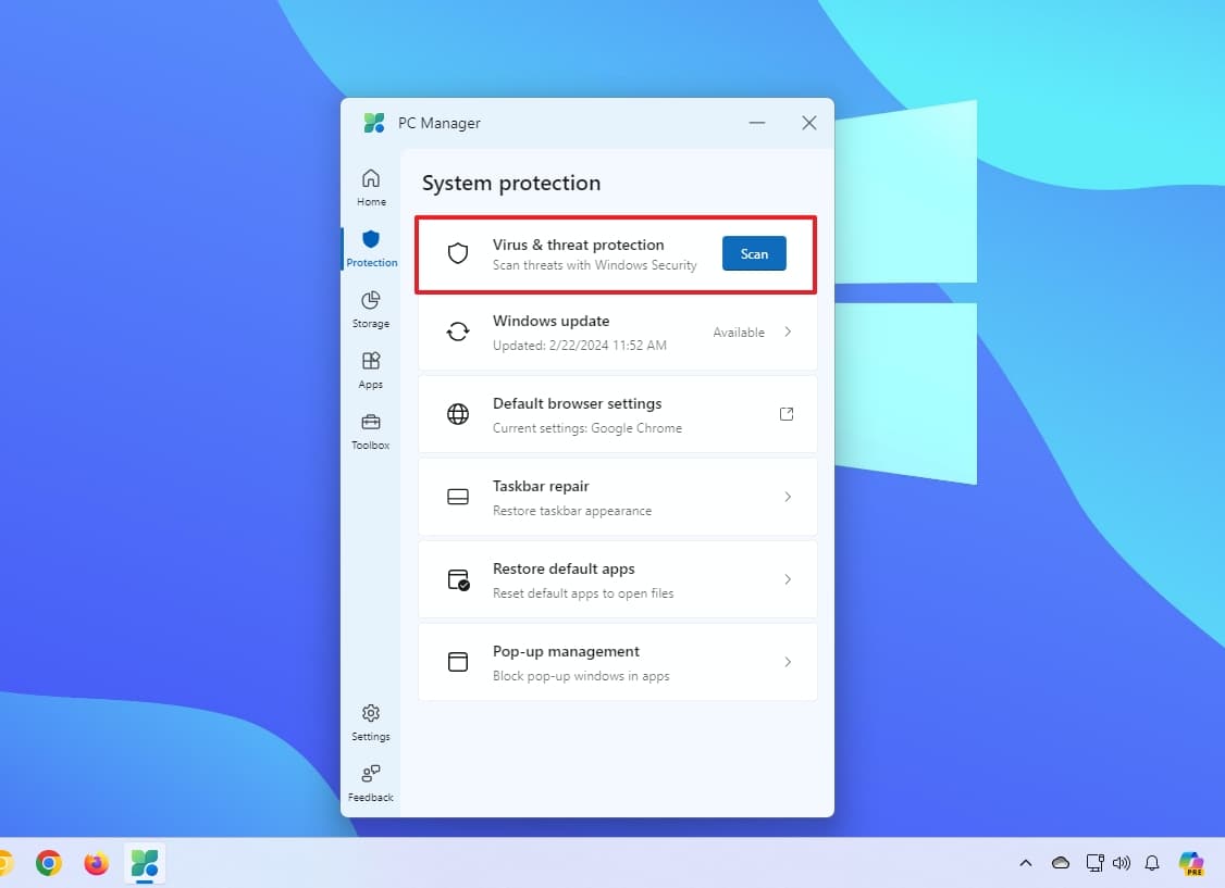 Σάρωση για ιούς PC Manager