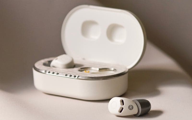 QuietOn earplugs on a plain white background.