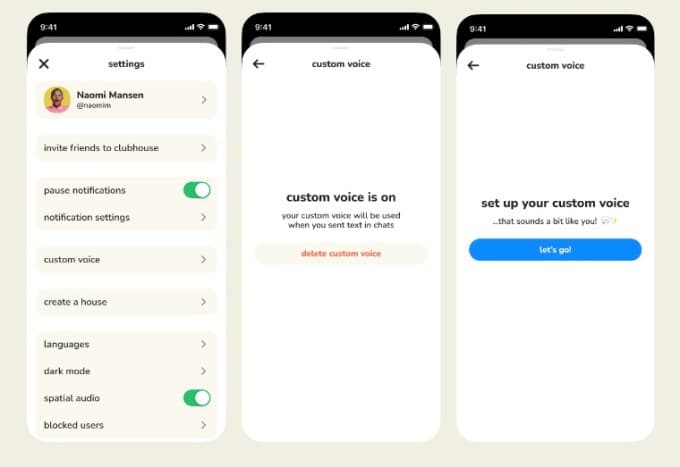 Προσαρμοσμένη φωνή Clubhouse