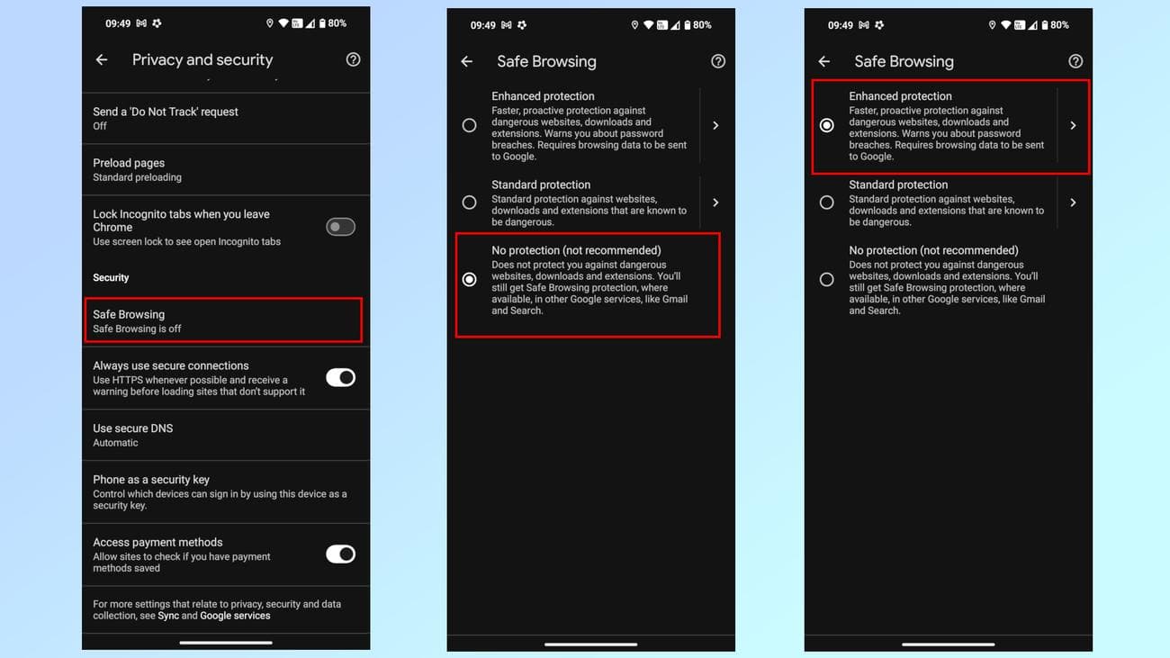 Πώς να ενεργοποιήσετε τη Βελτιωμένη Ασφαλή Περιήγηση σε κινητό στο Chrome