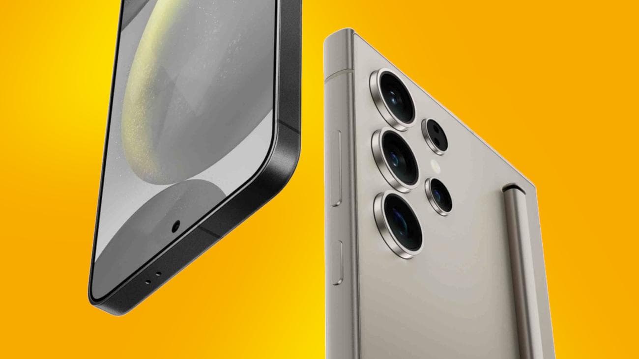 Samsung Galaxy S24 σε κίτρινο φόντο