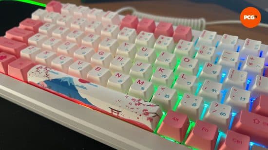 Μια κοντινή όψη του πληκτρολογίου Akko MOD007B Toyko 