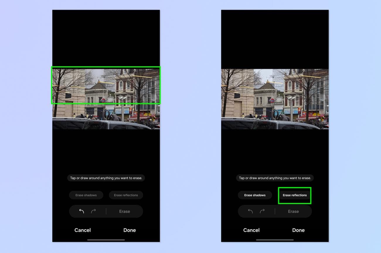 Ένα στιγμιότυπο οθόνης που δείχνει πώς να διαγράψετε τις αντανακλάσεις στις συσκευές Samsung Galaxy S24
