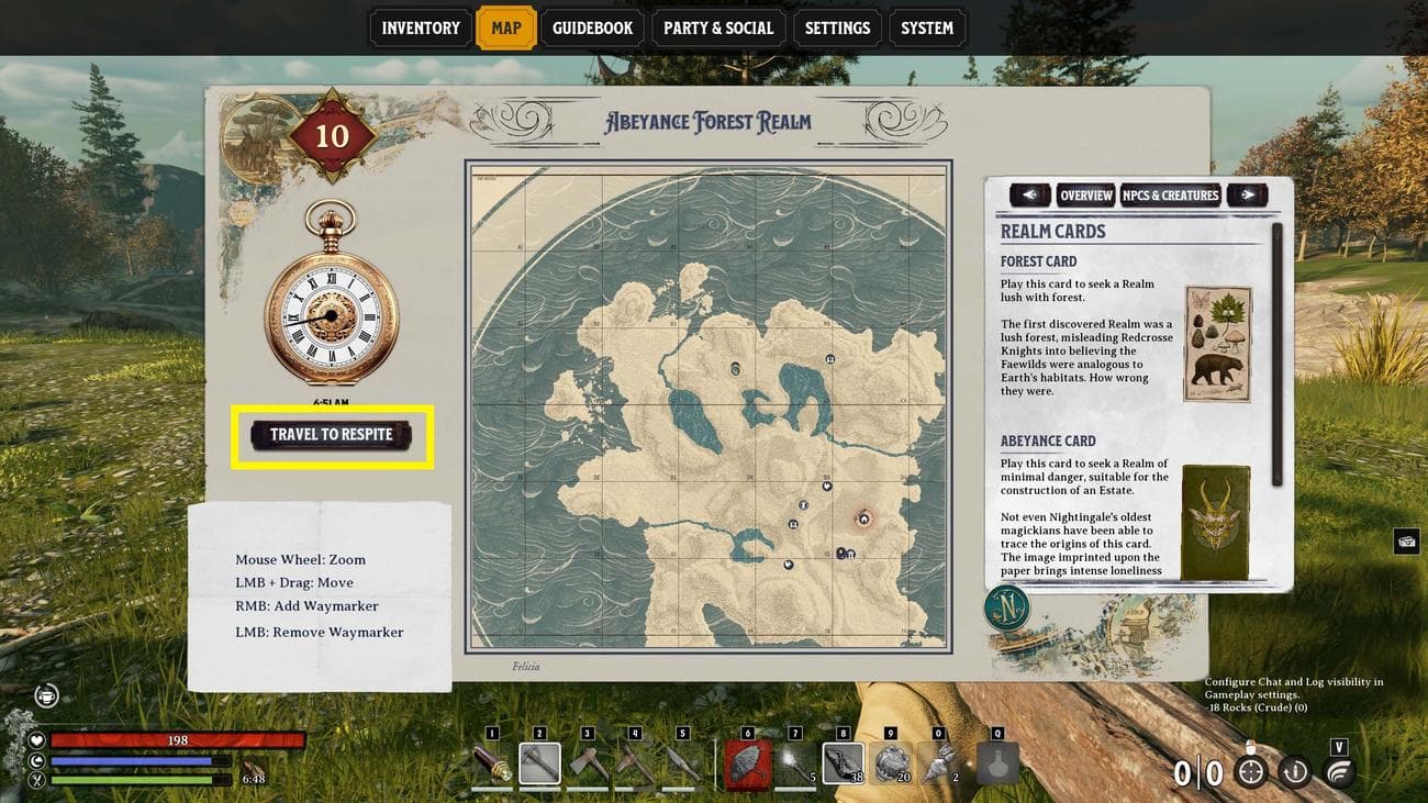 Nightingale: Κουμπί επιστροφής στο Respite.