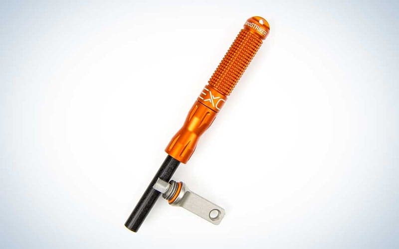 An orange Exotac nanoSTRIKER on a plain background.