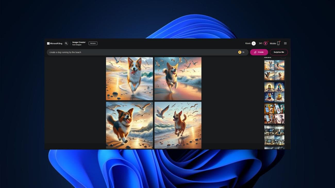 δημιουργία εικόνων χρησιμοποιώντας προτροπές στο Image Creator από το Designer