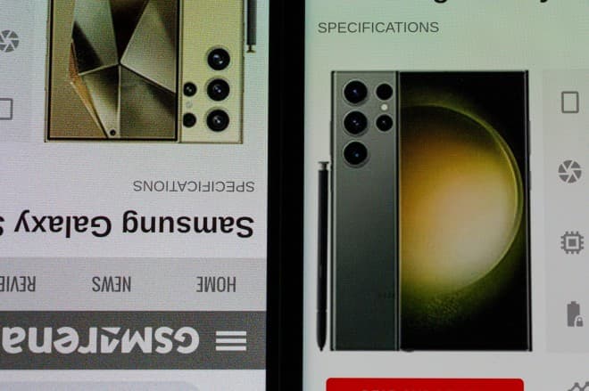 Galaxy S24 Ultra (left) next to Galaxy S23 Ultra