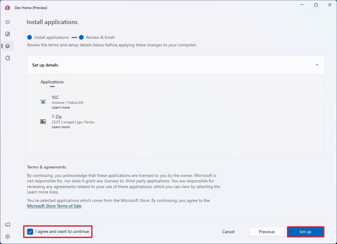 Το Dev Home εγκαθιστά πολλές εφαρμογές