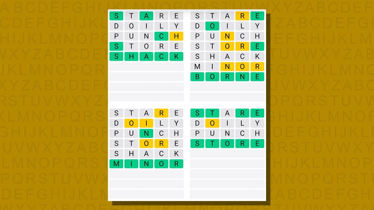Quordle απαντήσεις για το παιχνίδι 760 σε κίτρινο φόντο