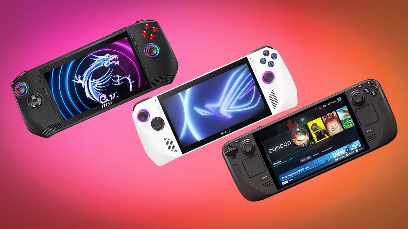 Συσκευές χειρός παιχνιδιών MSI Claw, ROG Ally και Steam Deck.