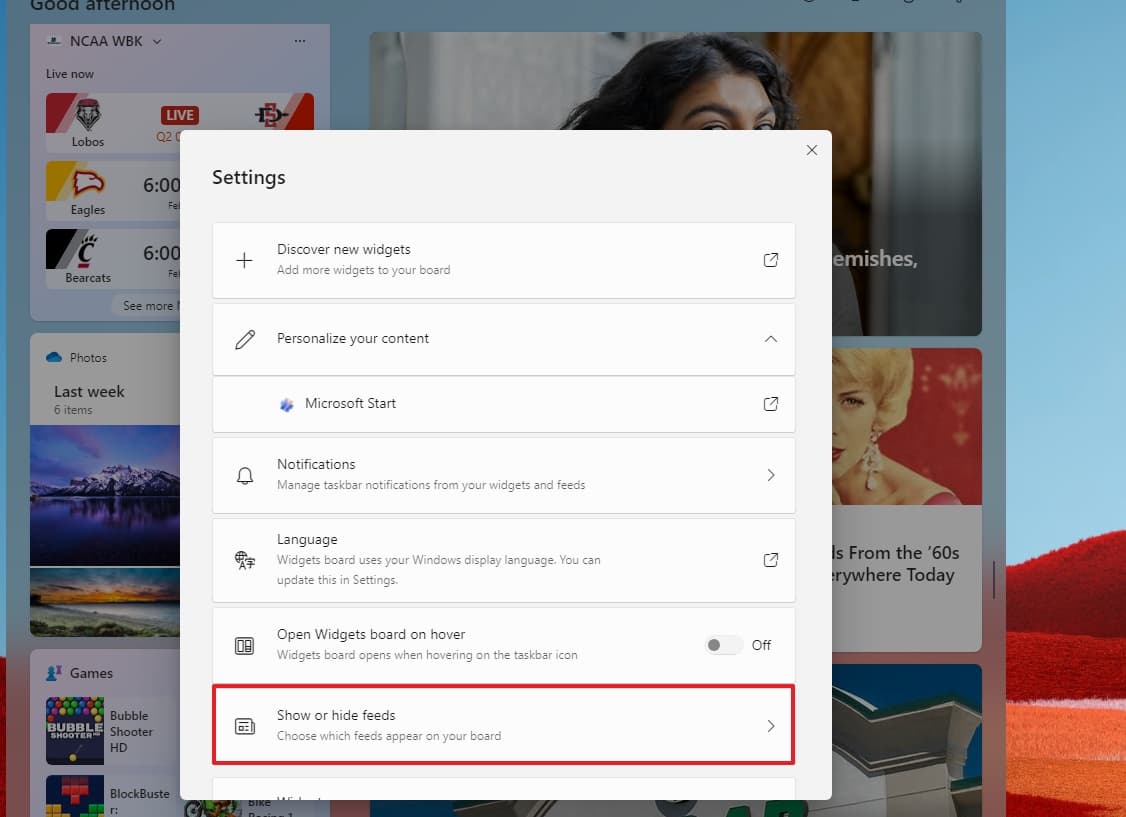Επιλογή εμφάνισης ή απόκρυψης ροών