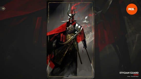 Μια The Stygian Guard, ένας ιππότης με πλήρη πανοπλία και μια κόκκινη κάπα, και μια από τις καλύτερες Solium Infernum Legions.