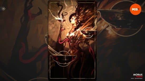 Morax, μια όμορφη γυναίκα με επιχρυσωμένη πανοπλία, και ένας από τους καλύτερους Solium Infernum Praetors.