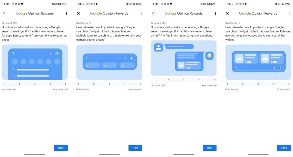 Η Google ερευνά ορισμένους χρήστες Android σχετικά με το ενδιαφέρον τους για νέες λειτουργίες για το γραφικό στοιχείο Αναζήτησης Google - Εμφανίζονται νέες λειτουργίες για το γραφικό στοιχείο Αναζήτησης Google στην αρχική οθόνη του Android