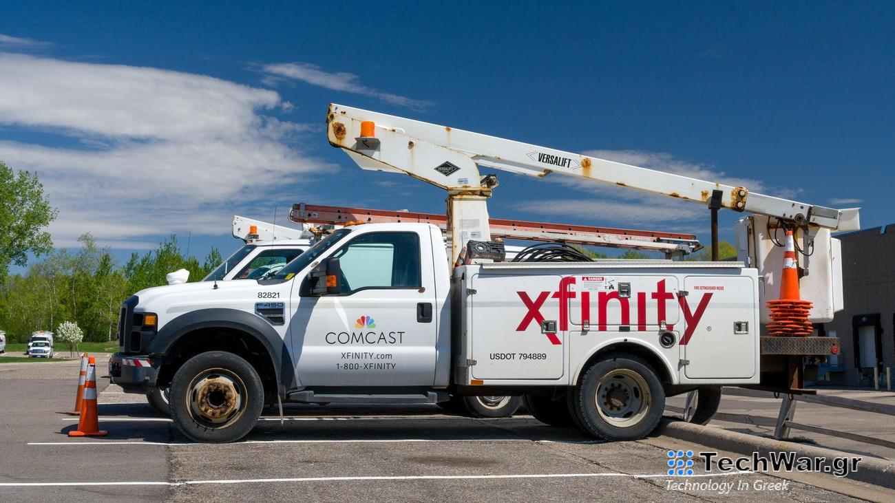 Comcast Xfinity utility vehicle in parking lot