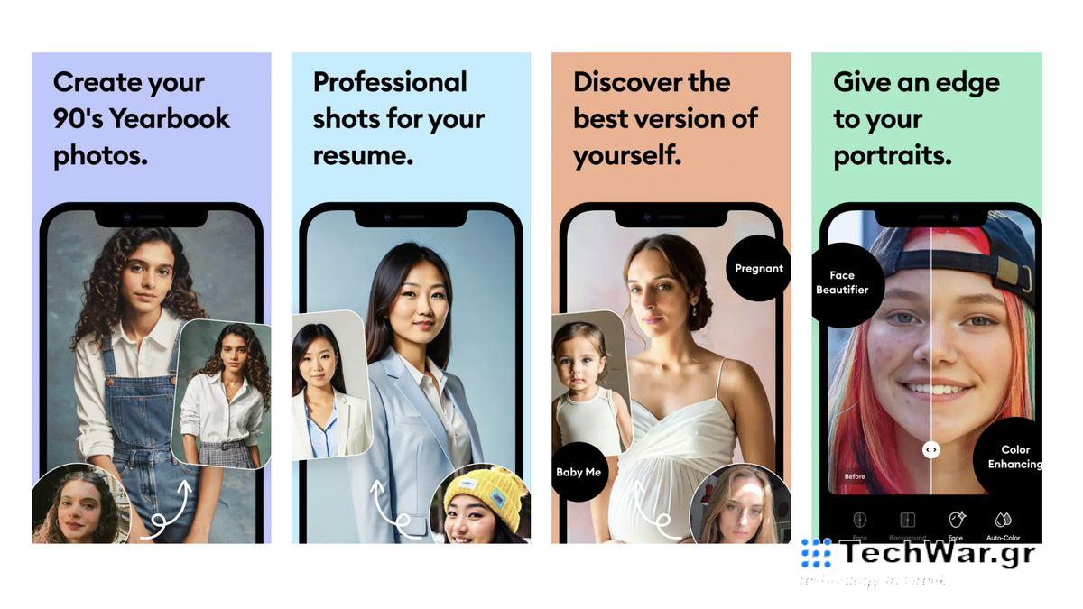 Screenshots of the Remini app from the Apple app store