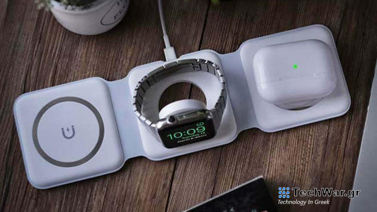 Αυτός ο ασύρματος φορτιστής 35 $ 3 σε 1 διπλώνει σε μια βάση τηλεφώνου
