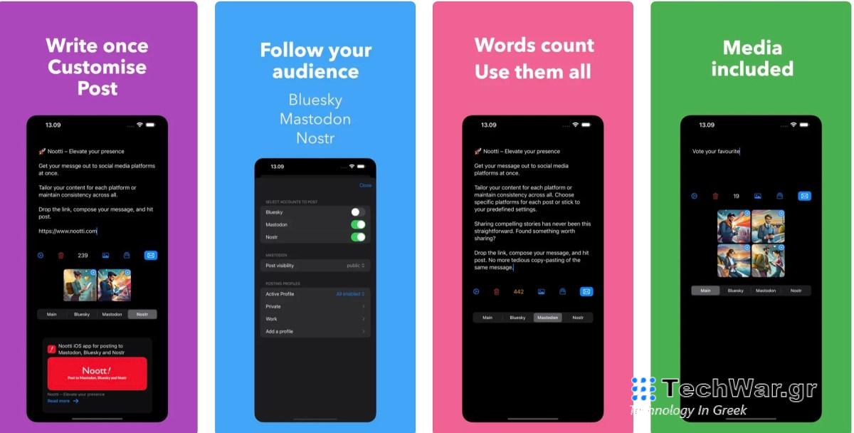  Δεν μπορείτε να αποφασίσετε μεταξύ Bluesky, Mastodon και Nostr;  Η νέα εφαρμογή του Nootti σάς επιτρέπει να δημοσιεύετε και στα τρία
