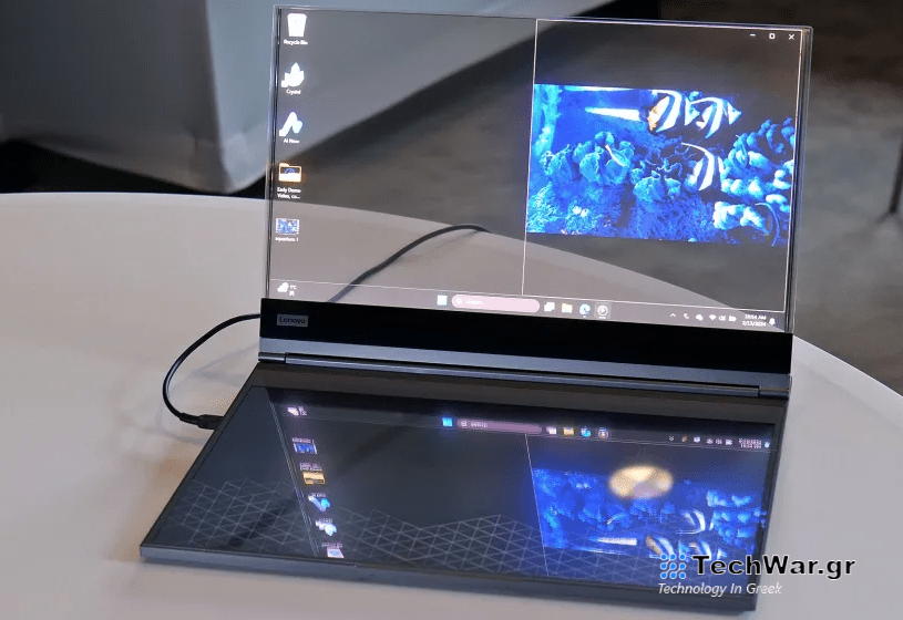 Όλα γίνονται, εδώ η Lenovo αποκάλυψε το Project Crystal στο MWC 2024, το πρώτο laptop με διαφανή οθόνη microLED
