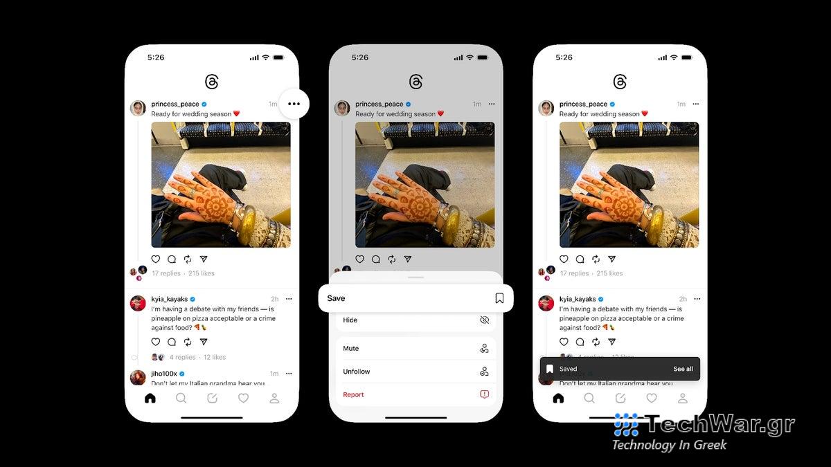 Το Threads δοκιμάζει μια λειτουργία σελιδοδείκτη ακριβώς όπως αυτή που έχει το Instagram
