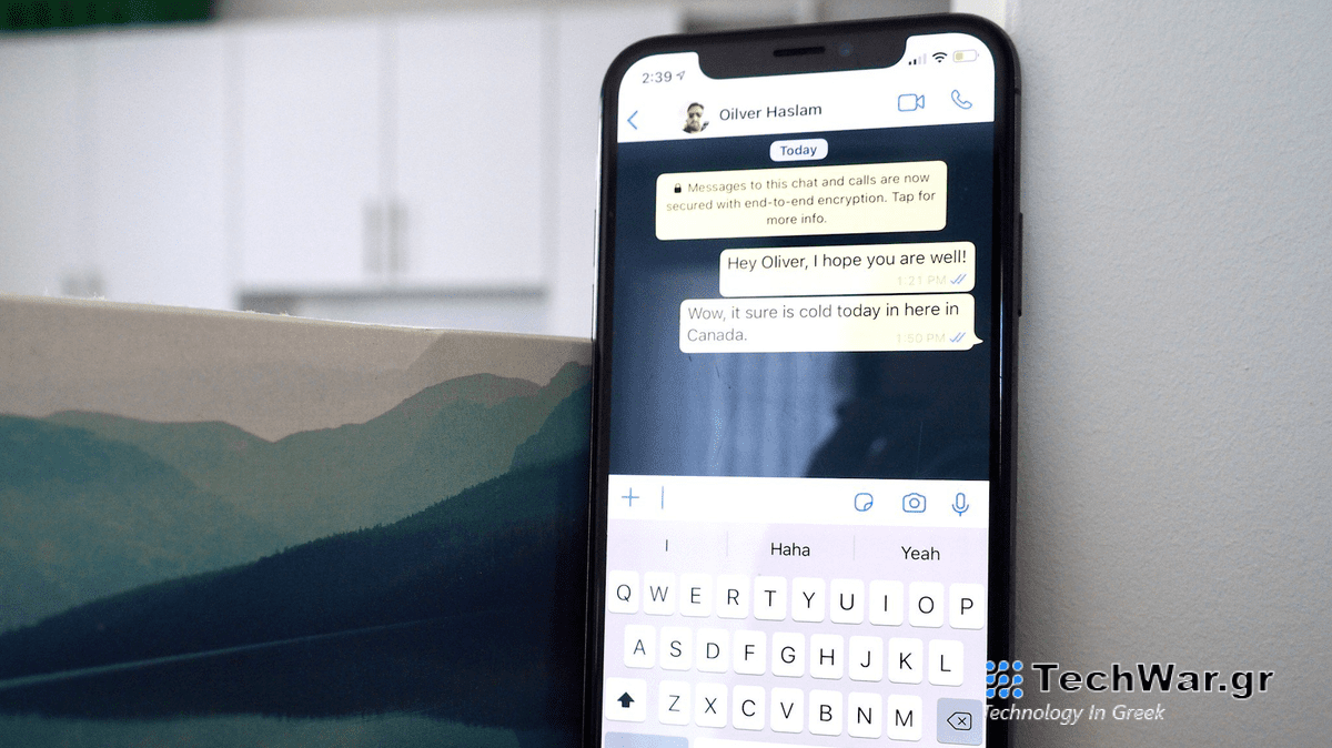 WhatsApp running on an iPhone