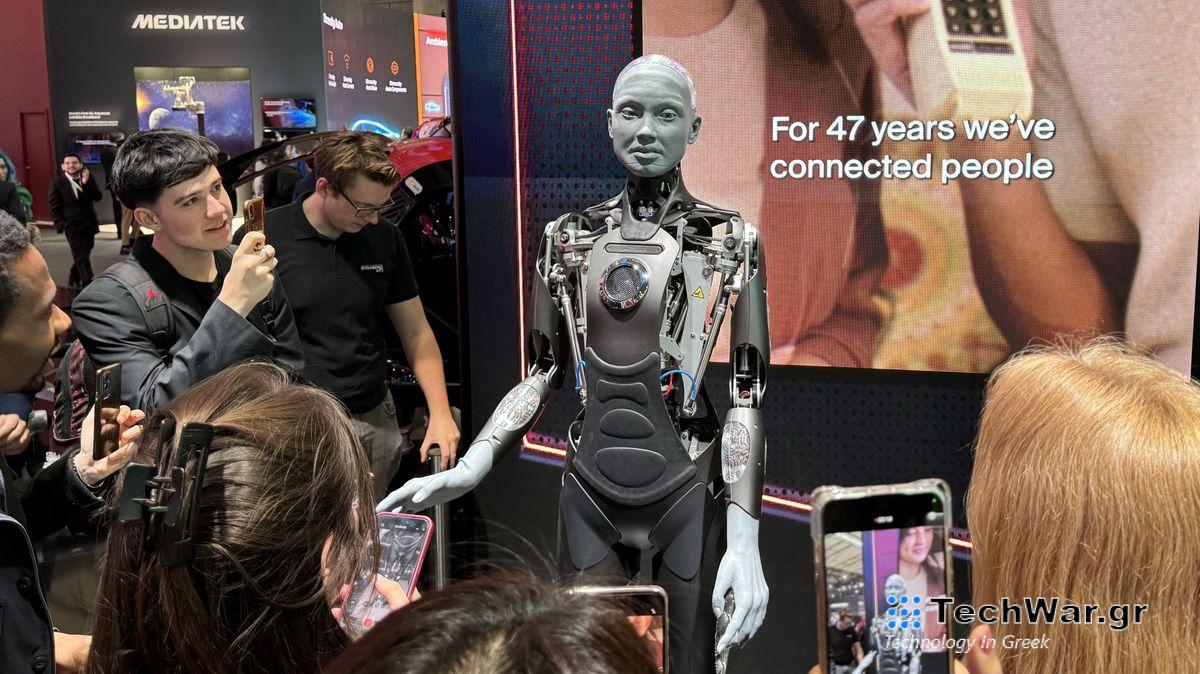 a photo of the Ameca gen 2 robot at MWC 2024