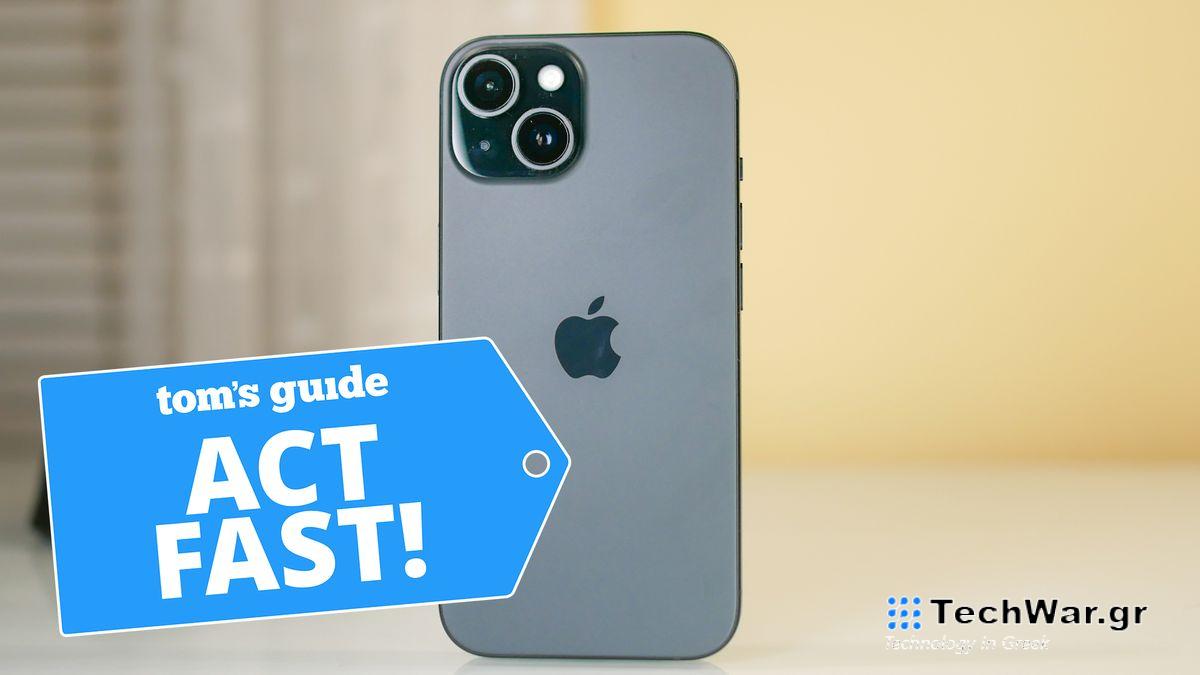 iPhone 15 shown from behind