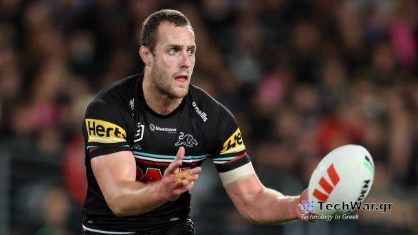 Co-captain of the Panthers Isaah Yeo catches the ball ahead of the Wigan Warriors vs Penrith Panthers World Club Challenge 2024 match.
