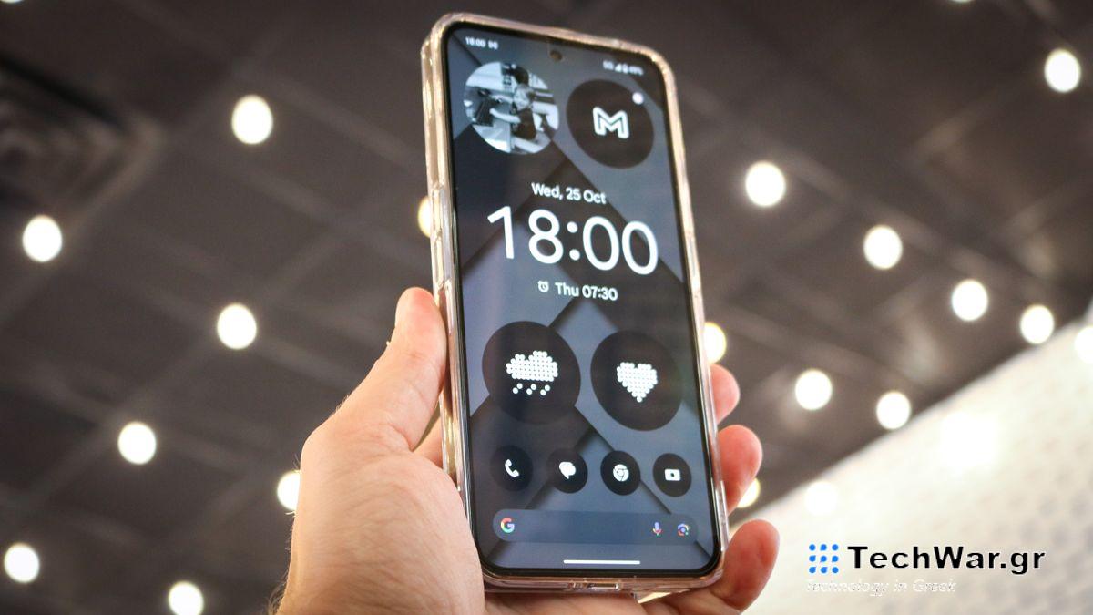 A picture of the Nothing Phone 2 with a customized home screen