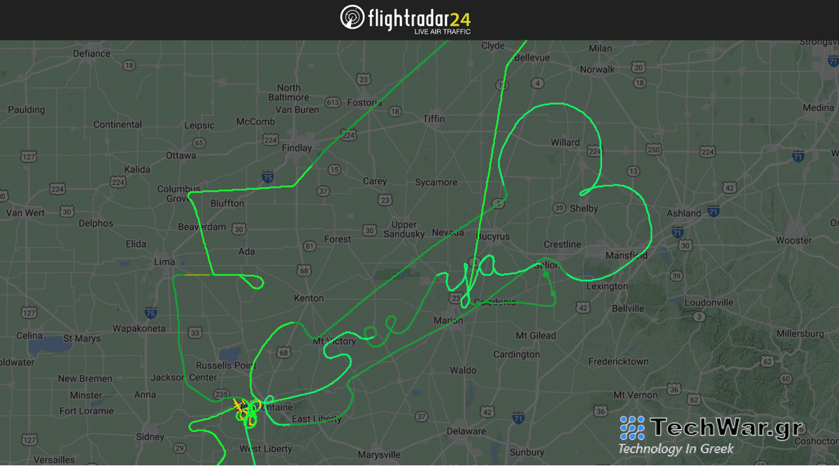 Ένας πιλότος σχεδίασε ένα πέος στον ουρανό και έγραψε «See Ya» κατά τη διάρκεια μιας πτήσης 6 ωρών

