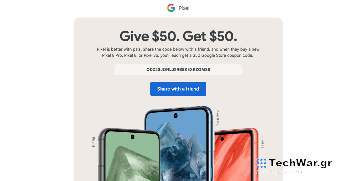 Το πρόγραμμα παραπομπής Pixel 8 προσφέρει πίστωση 50 $ στο Google Store
