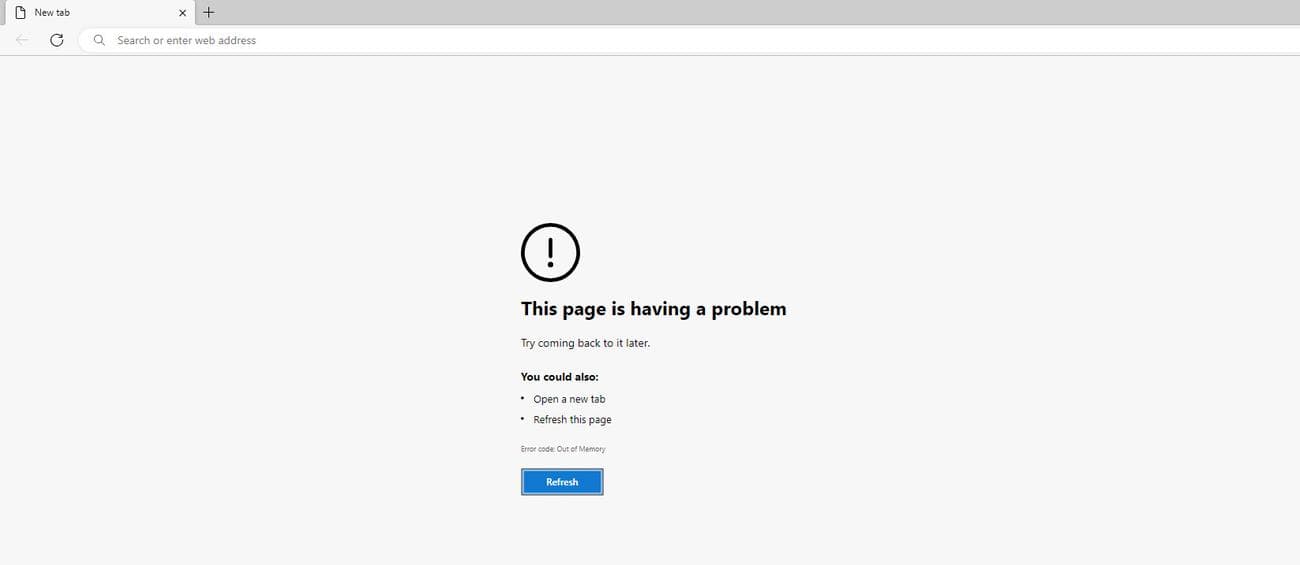 πρόβλημα μνήμης στο microsoft edge