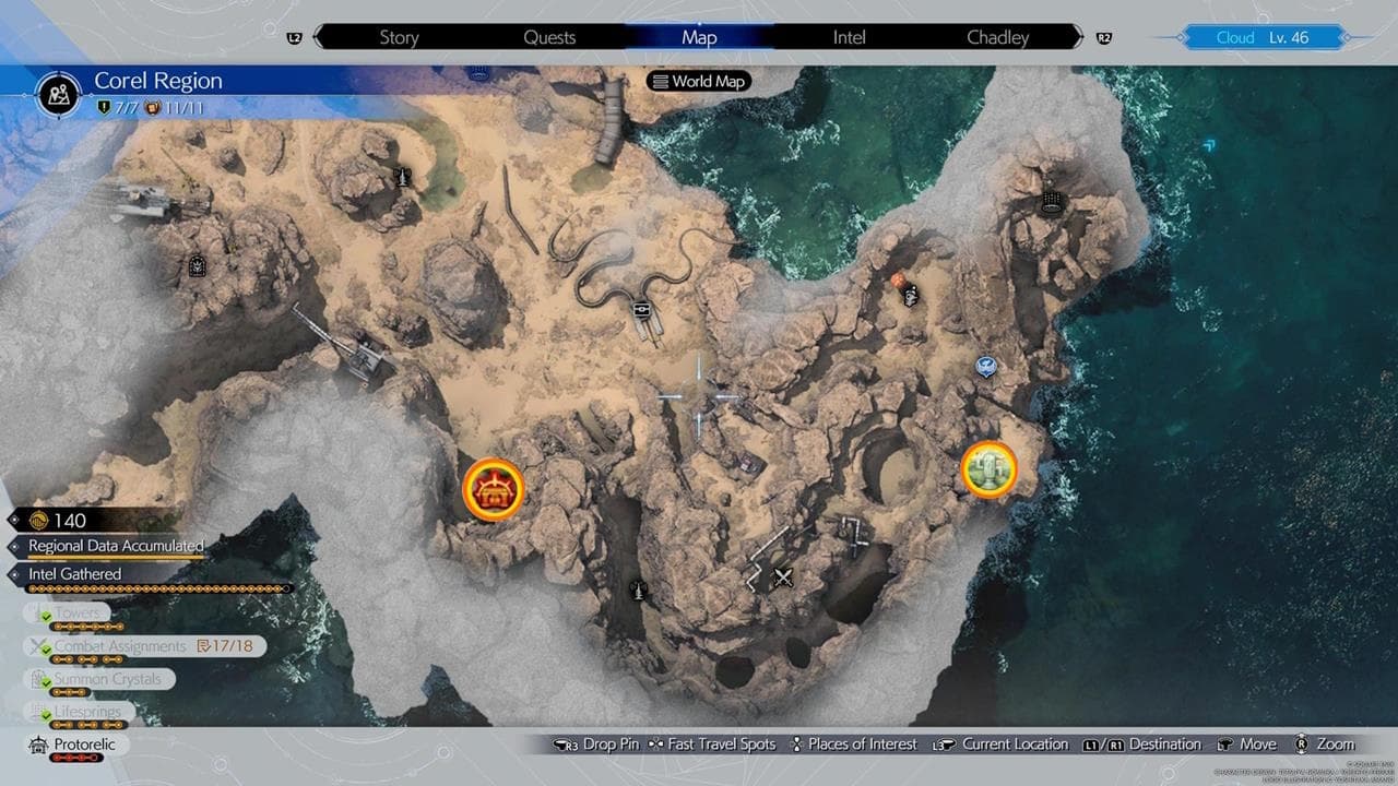 Ένας χάρτης που δείχνει τη θέση του τέταρτου Modular Reactor και Cactuar Rock.