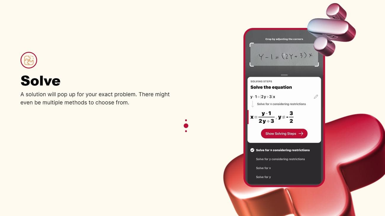 Επίλυση μαθηματικών Photomath AI