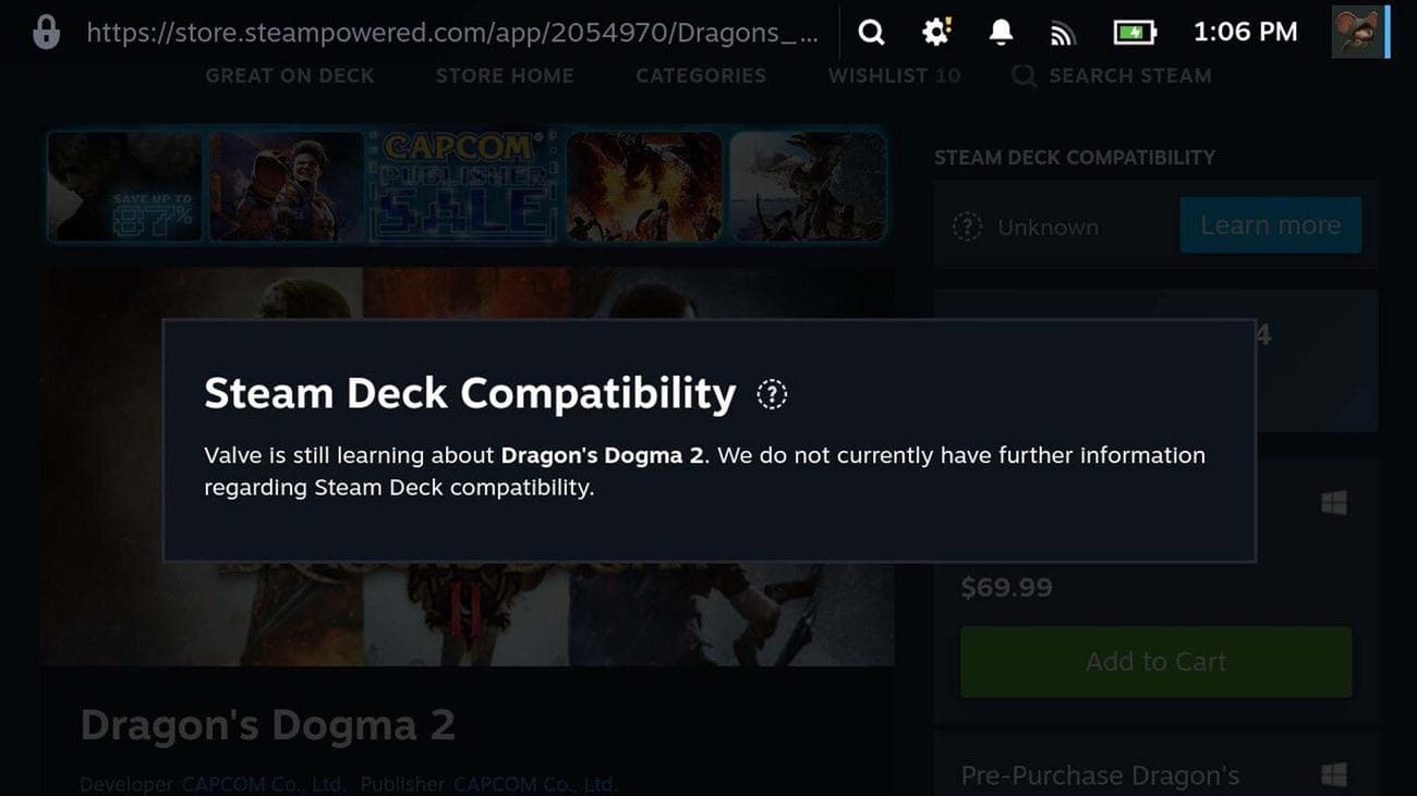 Συμβατότητα Dragon's Dogma 2 Steam Deck.