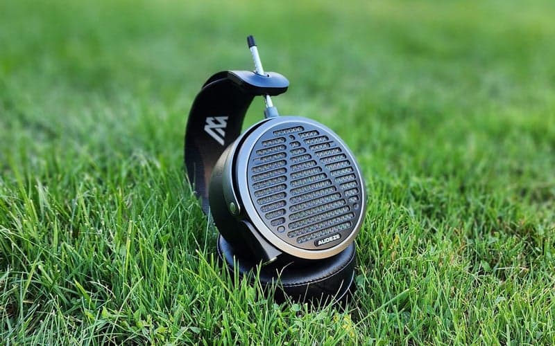 The Audeze MM-500 planar magnetic headphones on grass