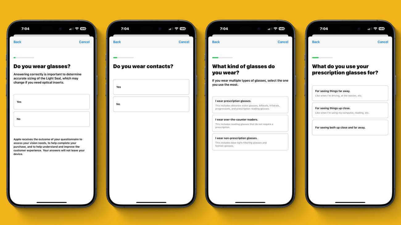 Οι ερωτήσεις για τα οπτικά ένθετα στο Vision Pro.