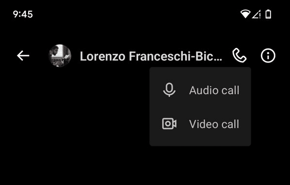 Ένα στιγμιότυπο οθόνης της δυνατότητας κλήσης ήχου και βίντεο του X.