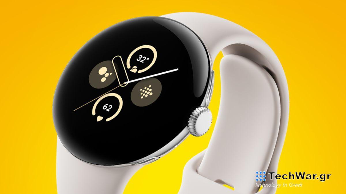 The Google Pixel Watch 2 on an orange background