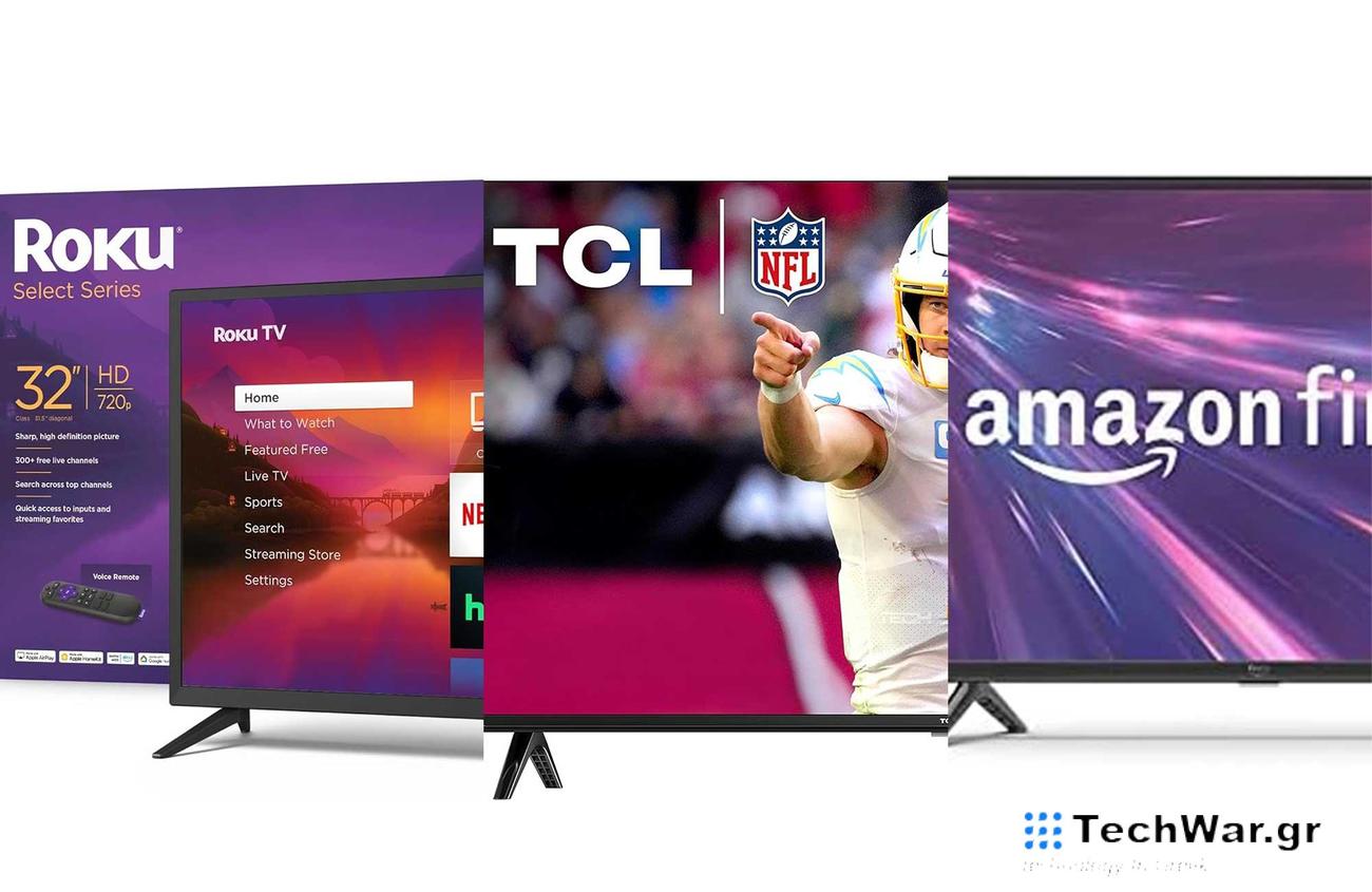 A lineup of the best 32-inch televisions on a white background.