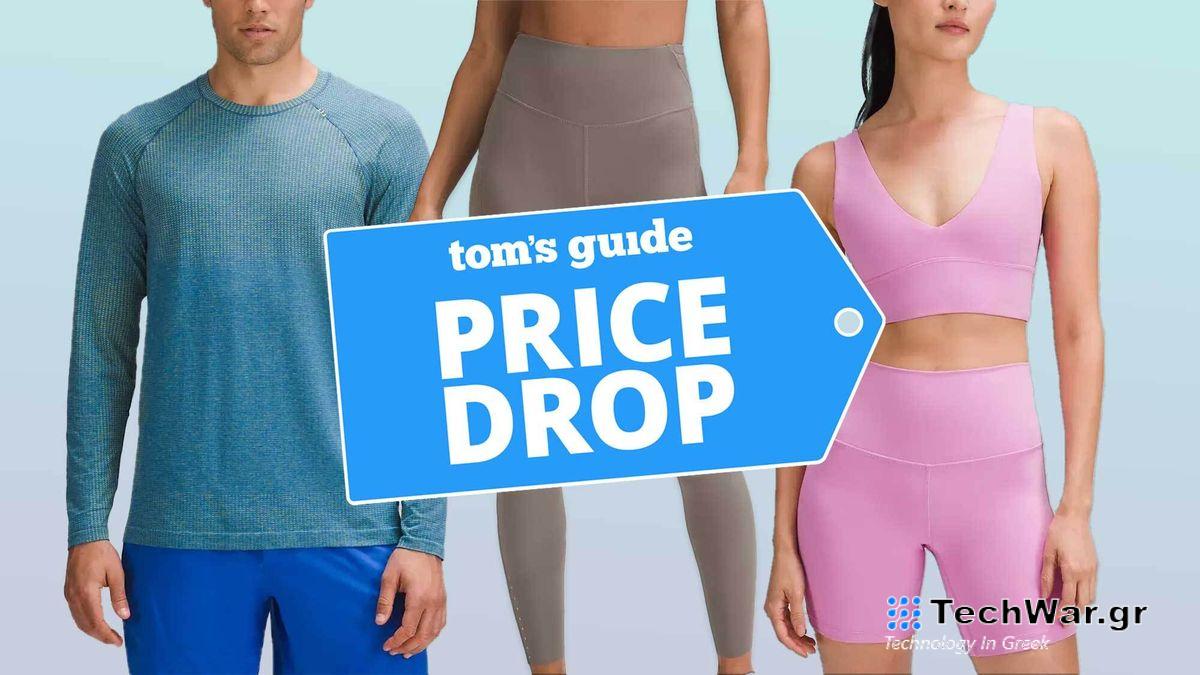 a photo of lululemon products on a blue backdrop